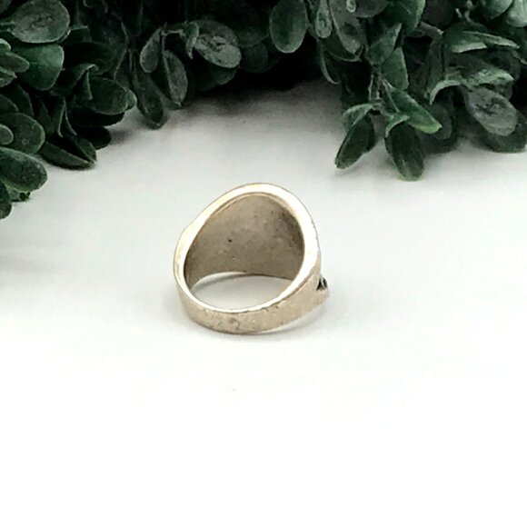 Vintage-Inspired Silver and Black Swirl Design Ring - Intricate Pattern & Bold S - Picture 4 of 7